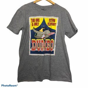 Disney Dumbo The Elephant Circus Graphic T-Shirt Short Sleeve Gray Cartoon Tee